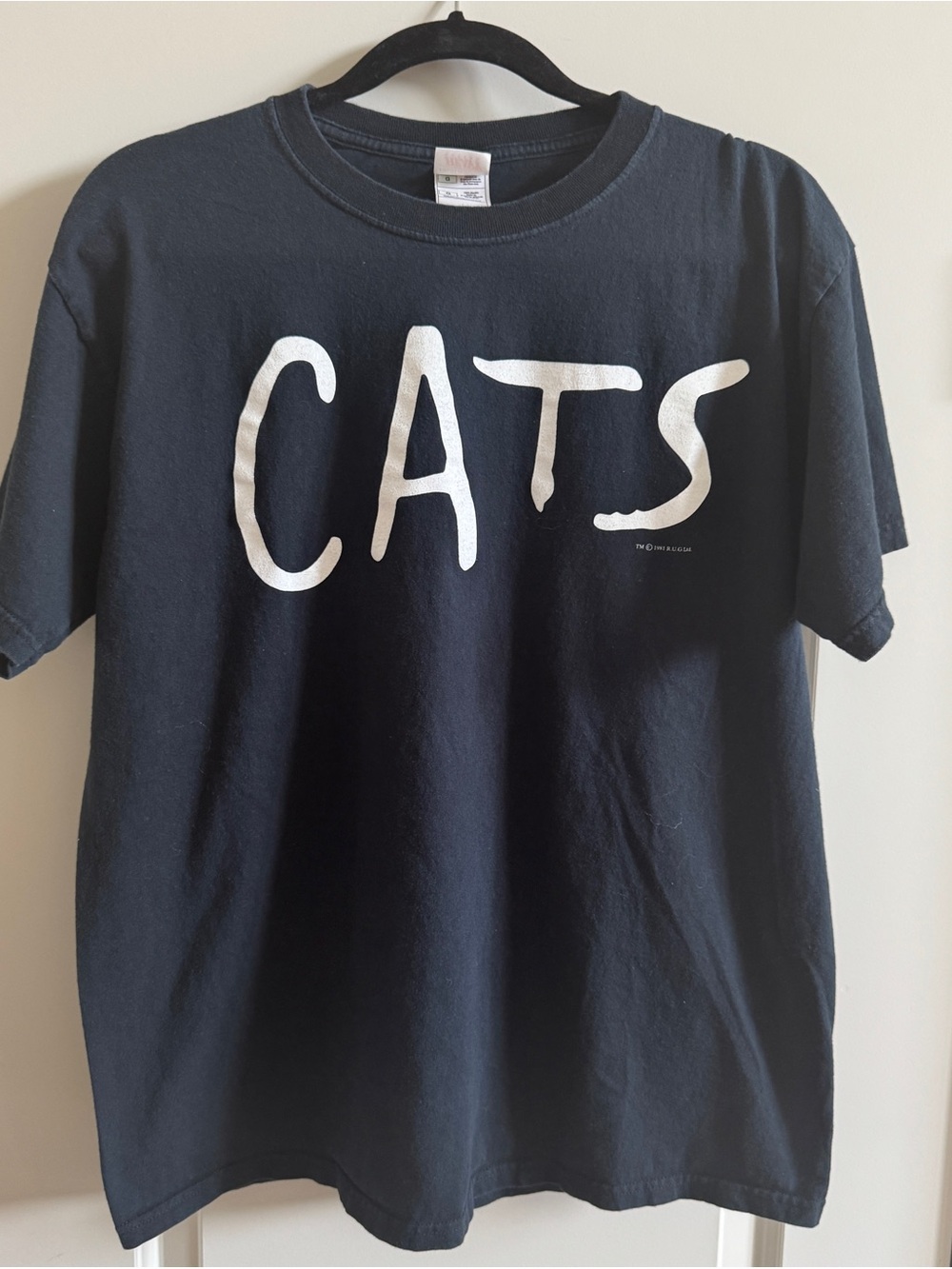 Hanes Black Tee with White CATS Graphic